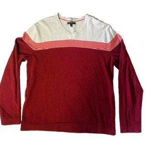 Banana Republic Mens Sweater Jersey Large Burnt Orange Gray 100% Cotton